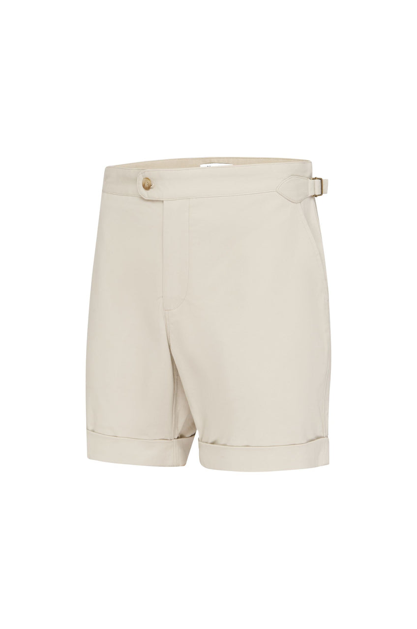 Cotton Shorts with Side Adjusters - Beige